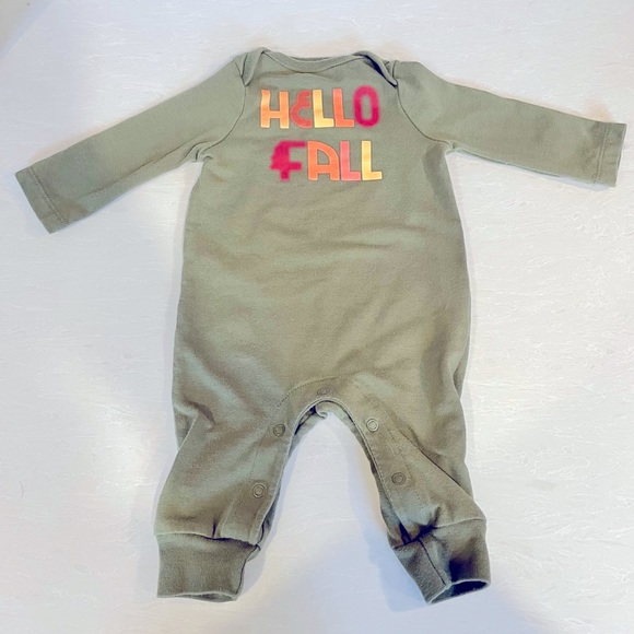 Cat & Jack - Hello Fall - Baby Onesie - Newborn, Green - Picture 1 of 5